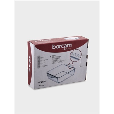 Форма для запекания Paşabahçe Borcam, 1.04 л, 20.9×16.5 см, прямоугольная, жаропрочное стекло, прозрачная
