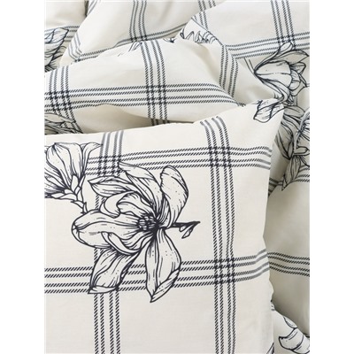 Постельное бельё евро «Этель» Ink flowers, бязь