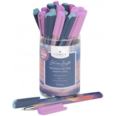 Ручка гелевая "Пиши-стирай" синяя 0.5 мм "Slim Soft. HANGING CLOUDS" LXEPSS-HC1 LOREX