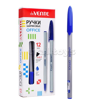Ручка шариковая "Office" d=0,7 мм, непрозрачный серебристый корпус, игольчатый пишущий узел, одноразовая, индивидуальная маркировка, синяя