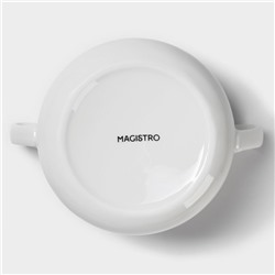 Бульонница фарфоровая Magistro «Бланш», 2 предмета: бульонница 450 мл, блюдце d=15.7 см, белое