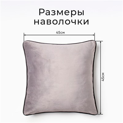Наволочка декоративная «Этель. Кант», 45×45, велюр, серая