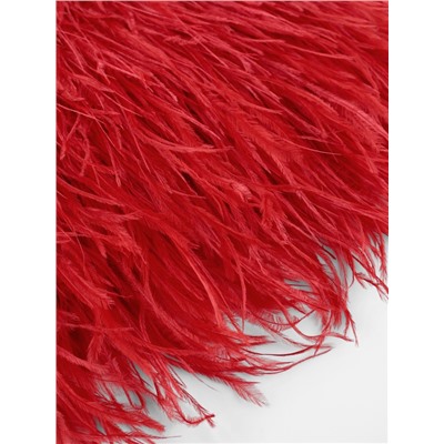 Перья страуса декоративные, на ленте, 8-10 см, 5±0.5 м, красные