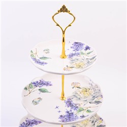 60221 Конфетница 3х-ярусная Букет фантазий доломит LR (х16)