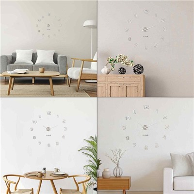 Часы настенные интерьерные большие, 3d «Акстелл»,плавный ход, наклейка, d-70 см