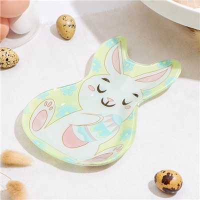 Блюдо стеклянное сервировочное Доляна «Пасхальный кролик», 20×13.5 см