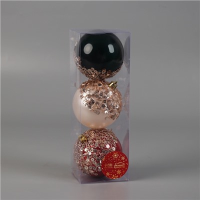 Ёлочные игрушки «Коул», шары новогодние, d=8 см, набор 3 шт., МИКС
