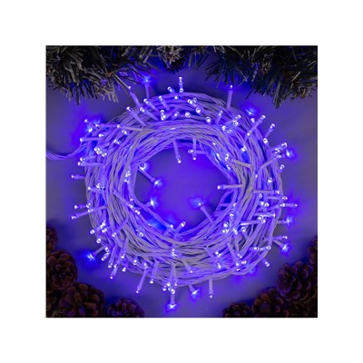 Гирлянда «Нить» 20 м, IP20, белая нить, 200 LED, свечение синее, 8 режимов, 220 В