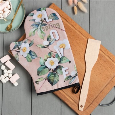 Кухонный набор «Love», варежка-прихватка 20×28 см, лопатка деревянная