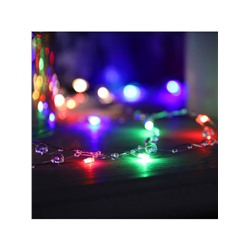 Гирлянда «Нить» 5 м роса с насадками «Шарики», IP20, нить серебристая, 50 LED, 8 режимов, свечение мульти, 220 В