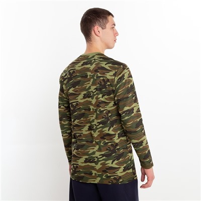 Лонгслив мужской с начёсом, цвет камуфляж тёмно-зелёный, размер 52