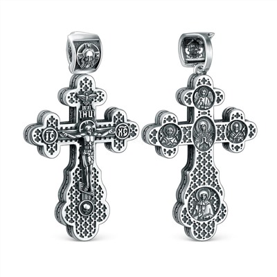 Крест православный из чернёного серебра - 4,4 см ПК-049-2ч