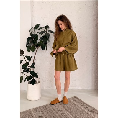 Костюм лён  SET019/28/Оливковый