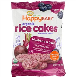 Happy Family Organics, Органические рисовые хлебцы, перекус из воздушного риса, голубика и свекла, 40 г (1,4 унции)