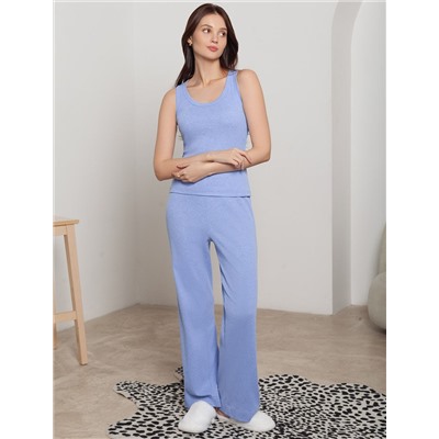 Топ с круглым вырезом из фактурного трикотажа в рубчик