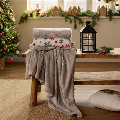 Плед светящийся в темноте «Этель. Снежинки», 150×200 см, корал-флис