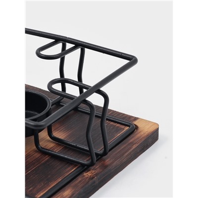 Подставка под чайник для подогрева «Эко», 15×15×7.5 см, нержавеющая сталь, бамбук