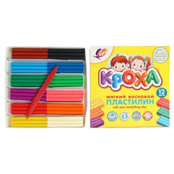 Пластилин мягкий (восковой) «Луч. Кроха», 12 цветов, 180 г, со стеком