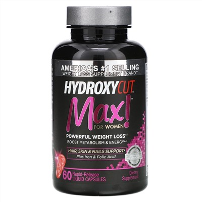 Hydroxycut, Max! для женщин, 60 быстрорастворимых капсул с жидкостью