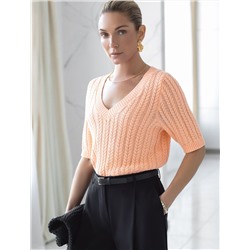 Джемпер фактурной вязки из хлопка с кашемиром