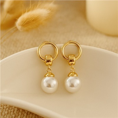 Серьги ювелирная бижутерия коллекция "Xuping" покрытие позолота, вставка: искусственный жемчуг, арт.101.311