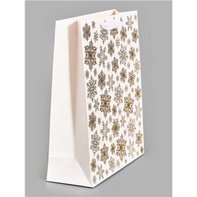 Пакет подарочный «Новогодние снежинки», 29×24×9 см, тиснение, конгрев, 3D-эффект