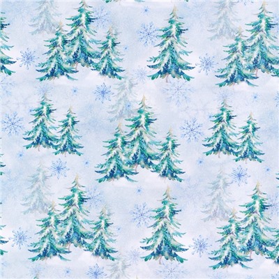 Упаковочная бумага на Новый год глянцевая двухсторонняя «Зимняя деревушка», 50×70 см