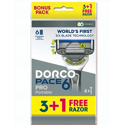 Станок для бритья с несъемной головкой DORCO PACE-6 PRO (4 шт.), SXE 100-4P