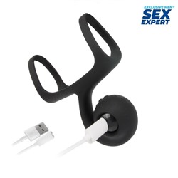 Черная вибронасадка на пенис Sex Expert