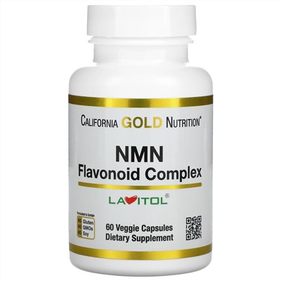 California Gold Nutrition, NMN, комплекс с флавоноидами, 60 растительных капсул