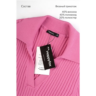 Женский джемпер лапша с воротником поло Happyfox