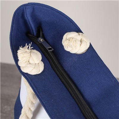 Сумка пляжная на молнии 45х32х14 см сине-белый / BB4 /уп 1/