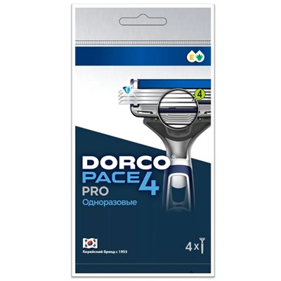 Станок для бритья с несъемной головкой DORCO PACE-4 PRO (4 шт.), FRC 100-4P