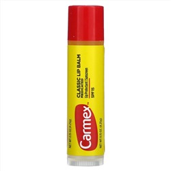 Carmex, классический бальзам для губ, лечебный, SPF 15, 4,25 г (15 унций)