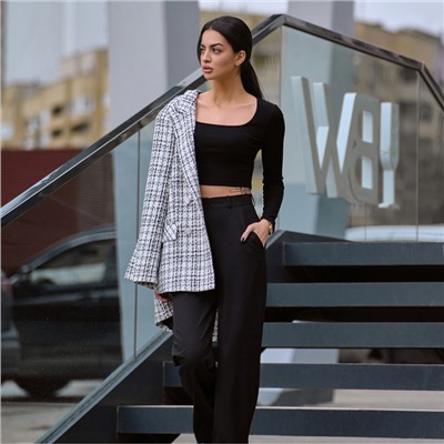 Брюки женские прямые MIST, размер 48, чёрные