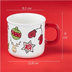 Новогодняя кружка Доляна Sweet Treats, 360 мл, 12.8×9.5×9 см, керамика, белая