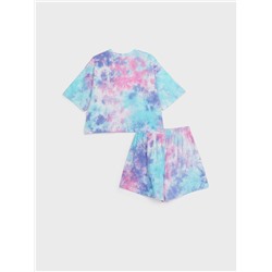 Комплект трикотажный для девочек: фуфайка (футболка), шорты