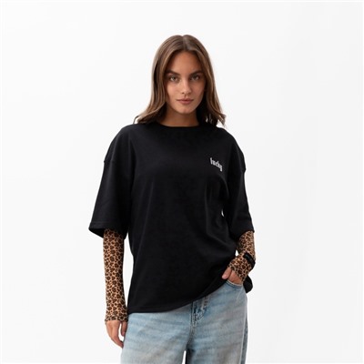 Футболка женская MIST Lucky, размер 44-46, чёрная