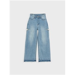 Брюки текстильные джинсовые для девочек