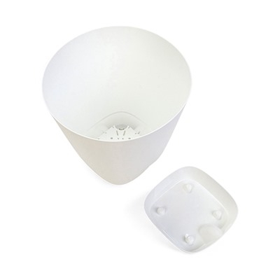 Горшок для цветов «Гранд», 15 л, d=29.5 см, h=31 см, пластиковый, с прикорневым поливом, белый