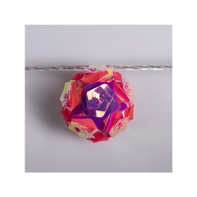 УЦЕНКА Гирлянда «Нить» 4.5 м с насадками «Цветочные шары», IP20, прозрачная нить, 15 LED, свечение белое, 220 В