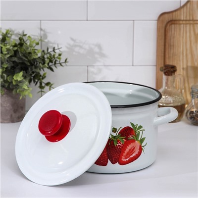 Кастрюля эмалированная, 5 л, деколь МИКС, белая