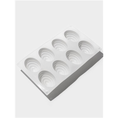 Форма для муссовых десертов и выпечки KONFINETTA «Джелли», силикон, 30×17.5×4 см, 8 ячеек (7.4×5.3×4 см), белая