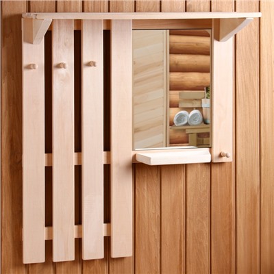 УЦЕНКА Полка вешалка с зеркалом, большая, 3 крючка