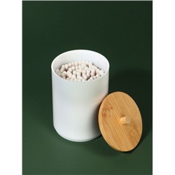 Органайзер для хранения ватных палочек «BAMBOO», с крышкой, d=6.8×10 см, белый, коричневый