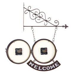 Часы настенные двусторонние, на подвесе WELCOME, плавный ход, циферблат d-20 см, 55×36 см