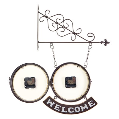 Часы настенные двусторонние, на подвесе WELCOME, плавный ход, циферблат d-20 см, 55×36 см