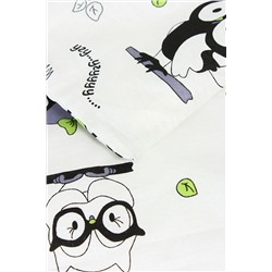 КПБ с простыней на резинке КПБ-ПР/совы на белом