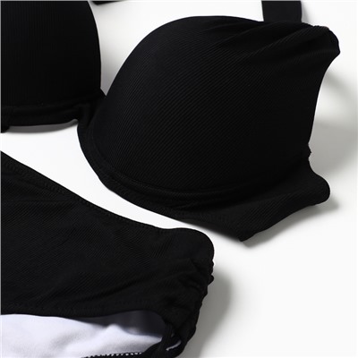 Купальник раздельный бельевой на завязках женский, чёрный, размер 54