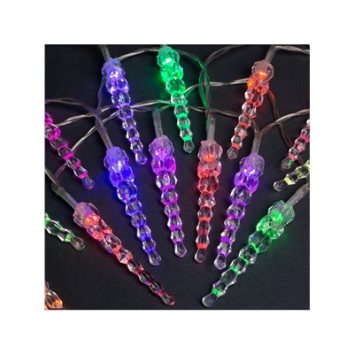 Гирлянда «Нить» 3 м с насадками «Сосульки 7.5 см», IP20, прозрачная нить, 20 LED, батарейки AAх3 (нет в комплекте), свечение мульти